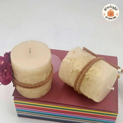 Gold Vanilla Glow Pillar Candle Set of 2